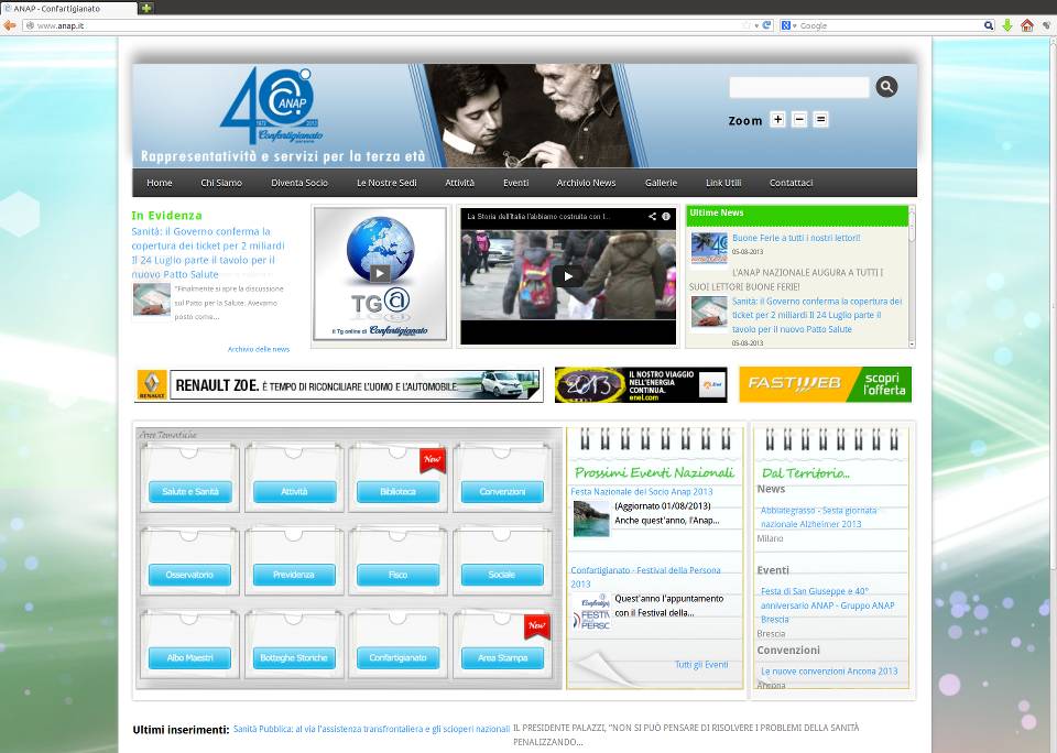 La home page del nuovo portale Anap La home page del nuovo portale Anap