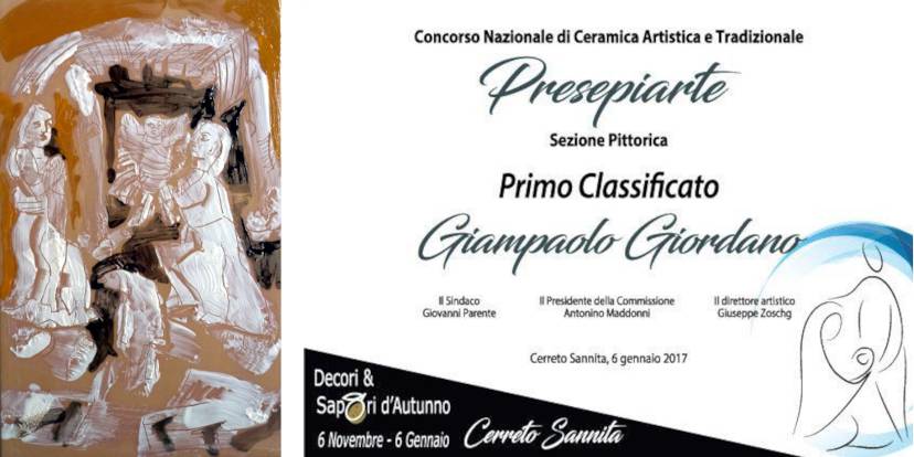 L'opera vincitrice di Giordano Giampaolo e l'attestato L'opera vincitrice di Giordano Giampaolo e l'attestato