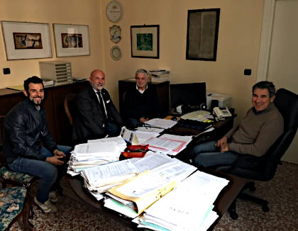 Il delegato comunale Andrea Lovato, il presidente Gianluca Cavion, l'assessore Severino Cailotto e il sindaco Davide Branco